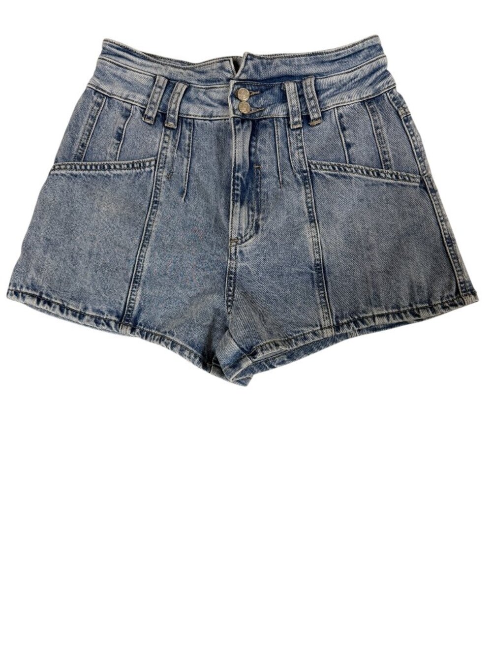Rewash High Rise Denim Shorts Light Wash Festival Summer Double Button 5/27